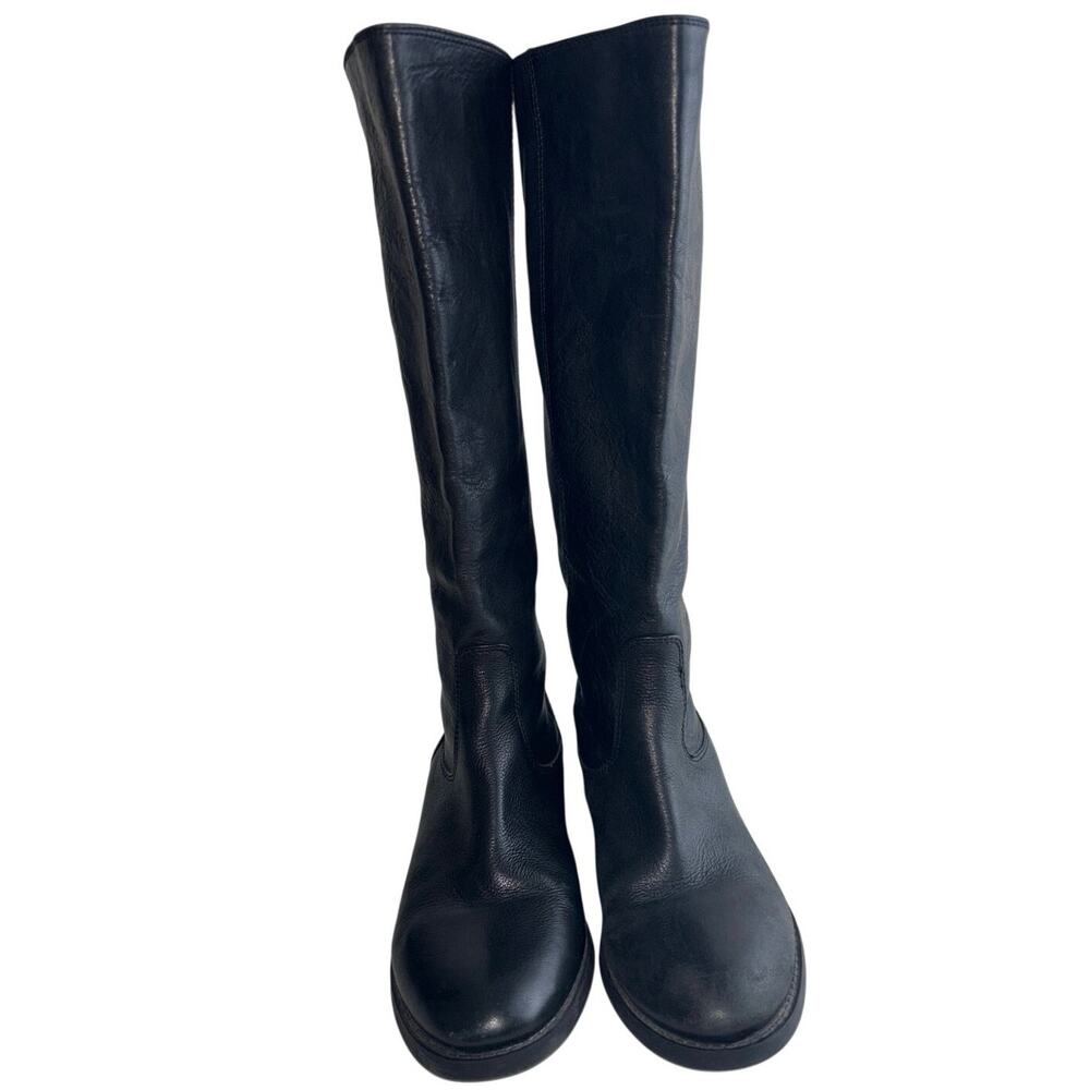 Arturo Chiang Black Leather Tall Riding Boots Size 7 - Picture 7 of 13